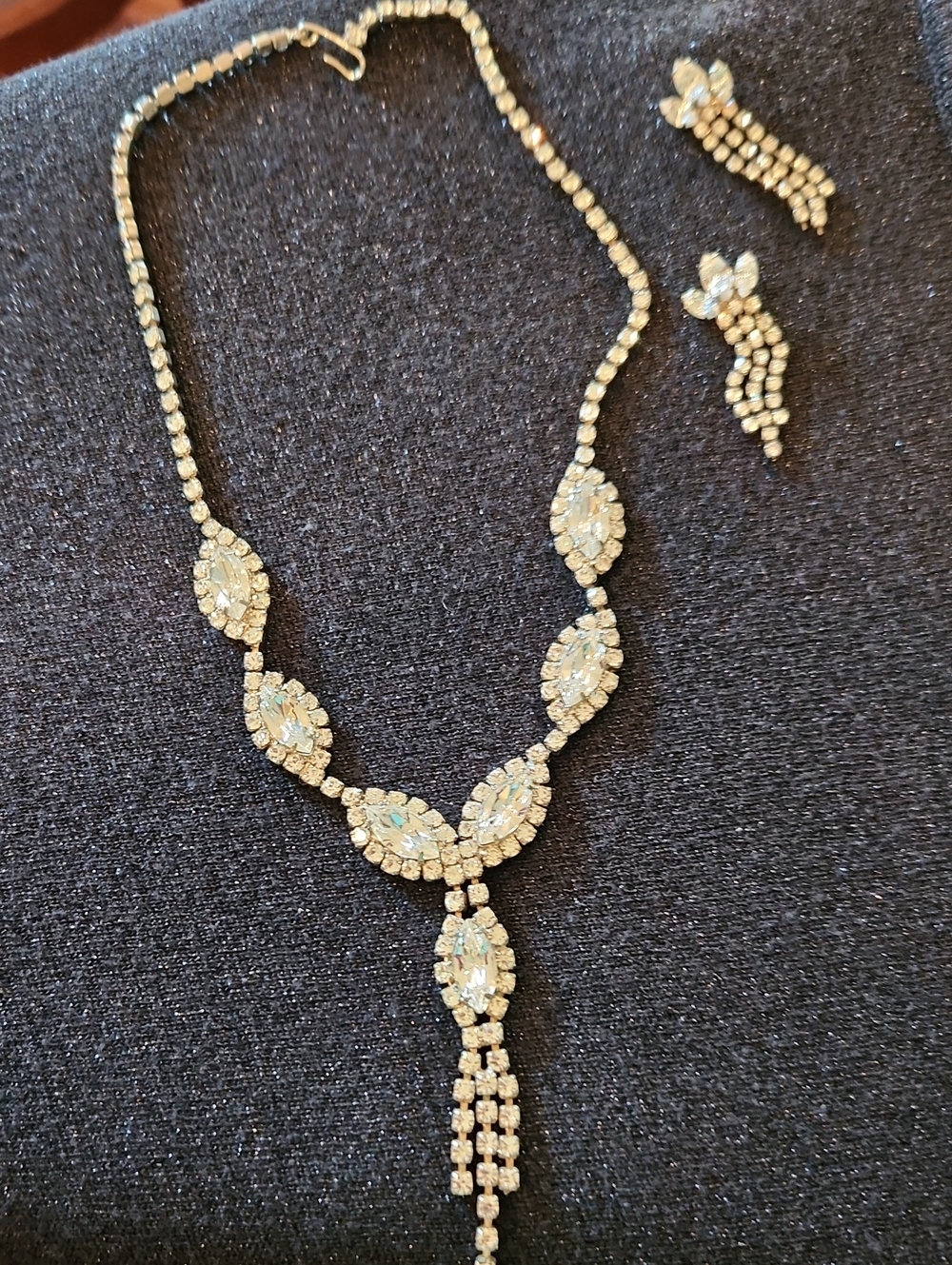 Vintage Rhinestone Necklace & Matching Earrings